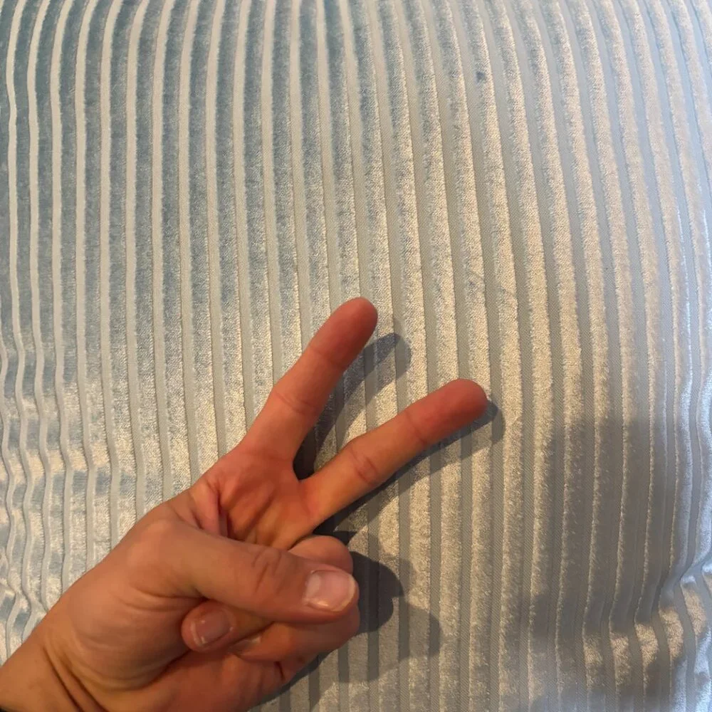 Anthropologie Ribbed Velvet Decorative Pillow Light Blue Cozy Plush – 22x22 2Set